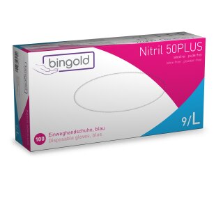 Bingold Nitril 50Plus blau Gr. L 100 Stück