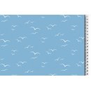 Baumwoll Jersey Stoff blau Vögel Druck