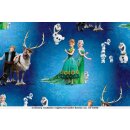 Baumwoll Jersey Stoff Frozen Anna & Elsa Blau Digital...
