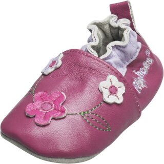 Playshoes Leder Slipper 15 Blmchen aufgenht