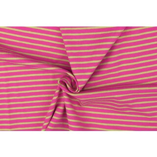 Baumwoll Jersey Stoff rosa/grün streifen