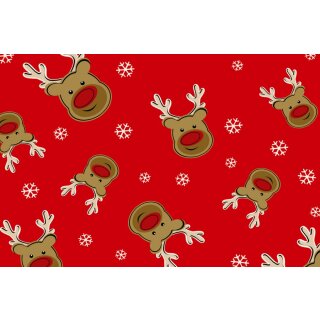 French Terry Stoff Xmas rot Rentier