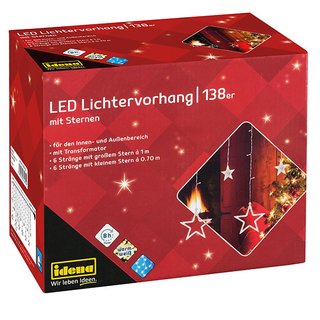Idena LED-Lichtervorhang 138er mit Sternen