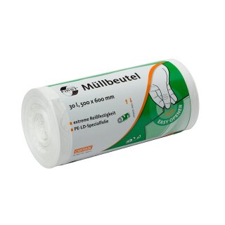 Deiss FIRST PLUS Müllbeutel weiß 30 Liter, 500 x 600 mm, 50 Stück