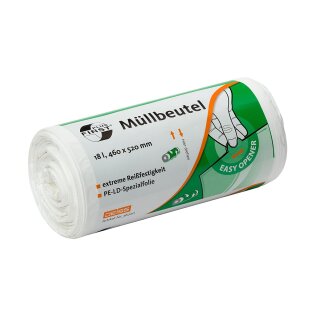 Deiss FIRST PLUS Müllbeutel weiß 18 Liter, 460 x 520 mm, 50 Stück